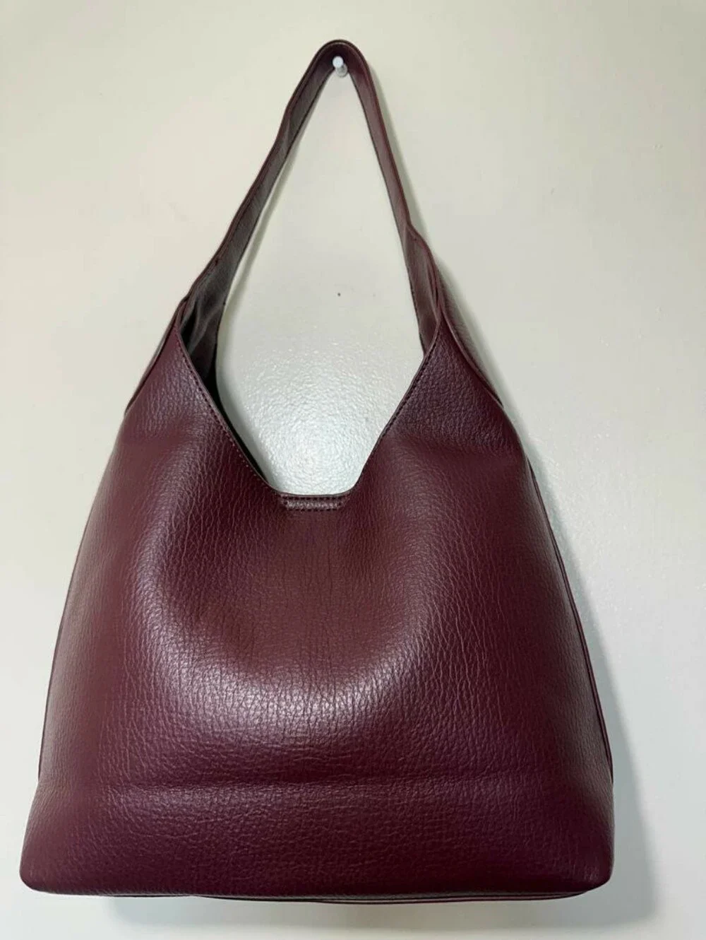 Hobo Dark Red Bags for Women Soft Vegan Leather Slouchy Tote Shoulder Handbag